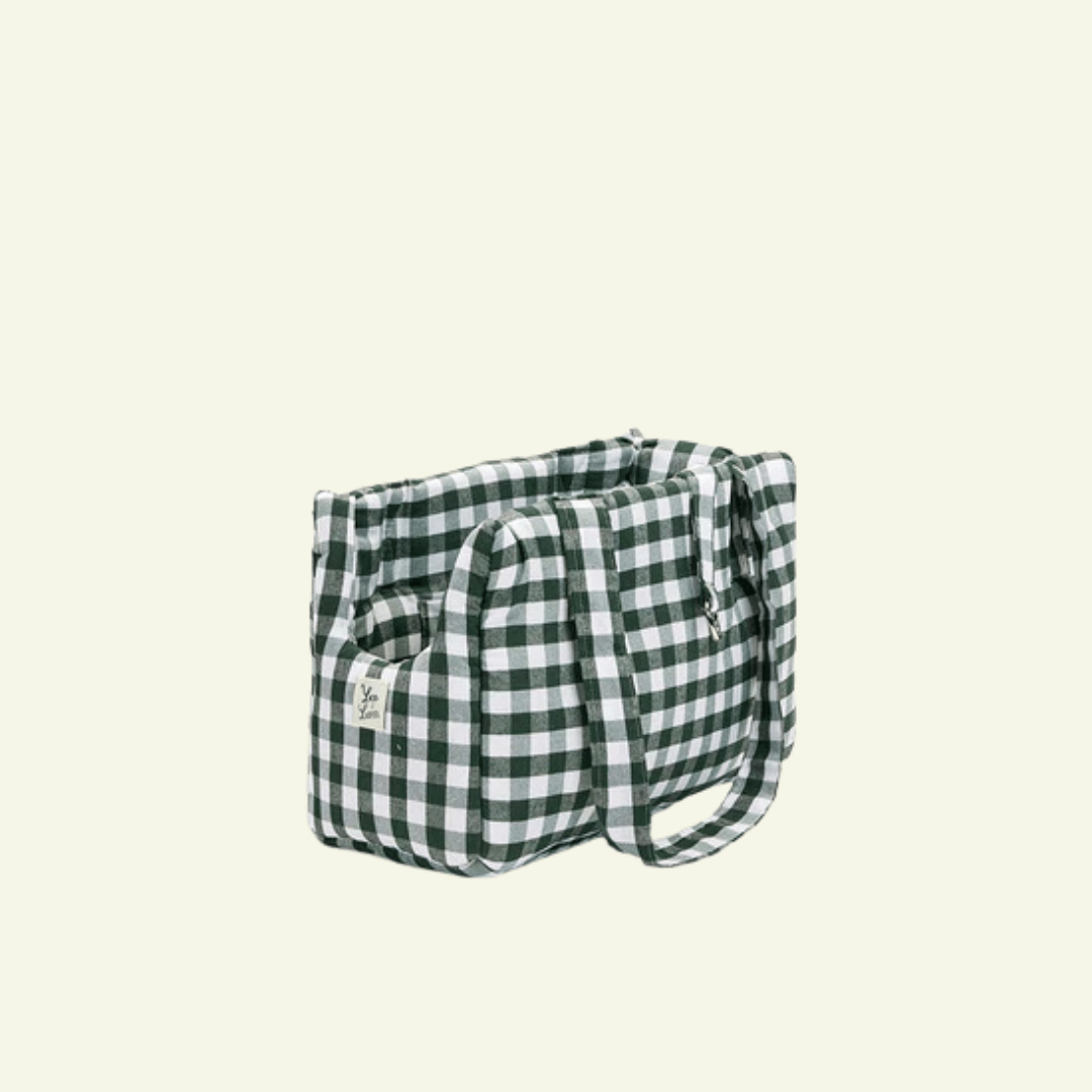 Caro | Sac de transport en coton - fabrication artisanale - Jean - Poil - Vert foncé