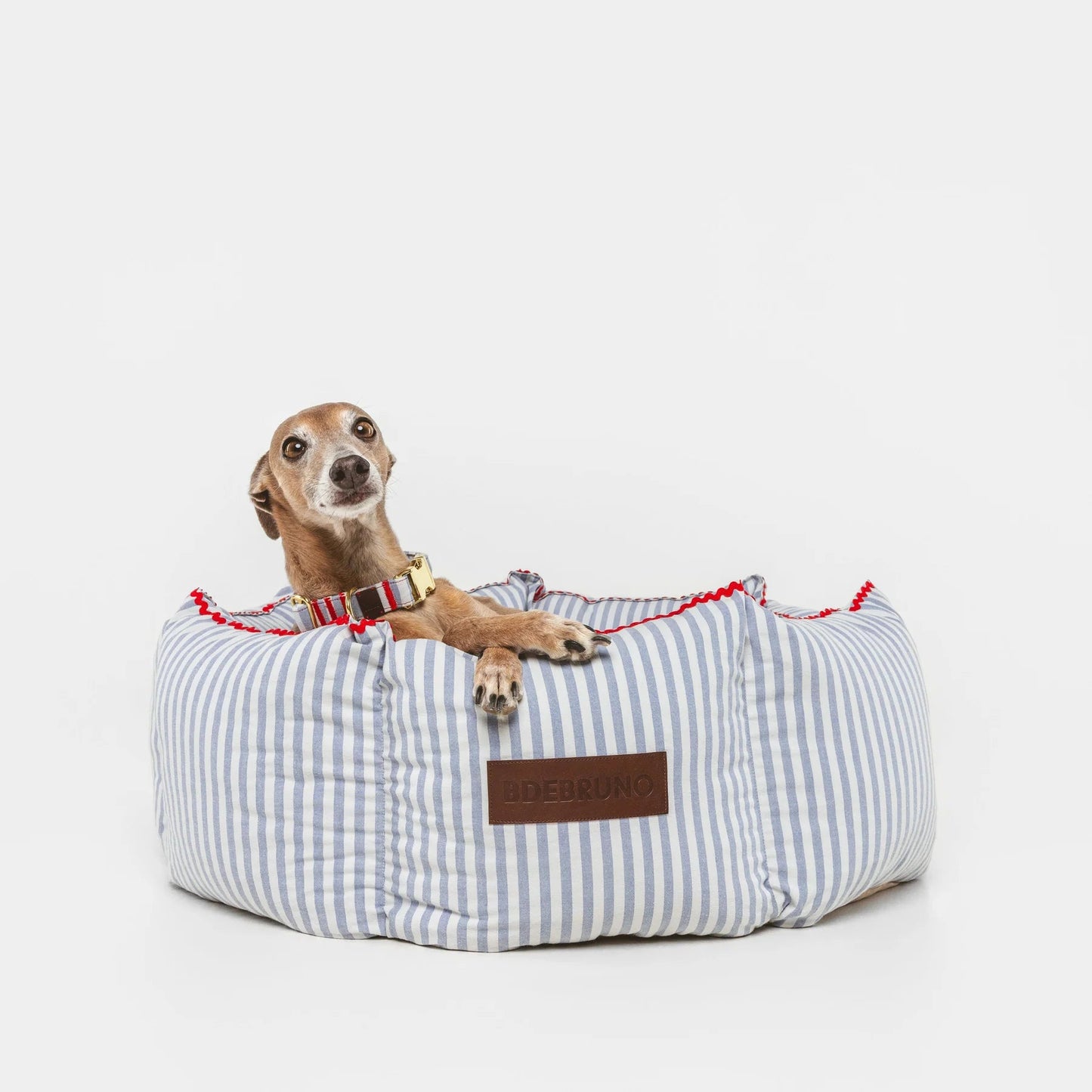 Cascais Cupcake | Panier rond pour chien rayé bleu et blanc, fait main - Jean-Poil - S
