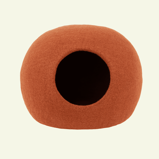 Lora | Grotte pour chat en feutre de laine naturelle - Rouille - Jean - Poil -
