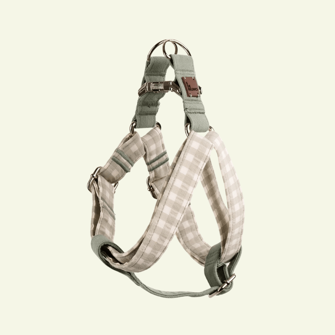 Marieth | Harnais simple pour chien vichy pastel, fait main - Jean-Poil - XS
