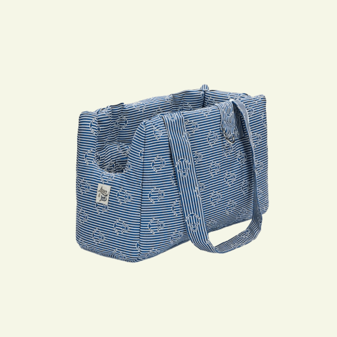 Marina | Sac de transport en coton, motif marin - fabrication artisanale - Jean - Poil - S