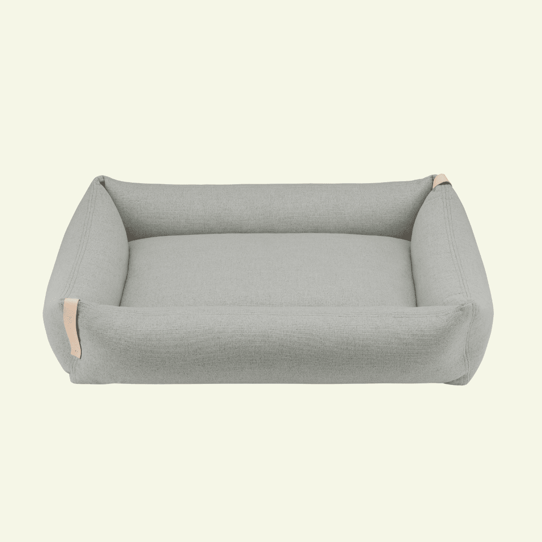 Moe | Panier pour chien design - mousse orthopédique & housse amovible - Jean - Poil - Gris clair