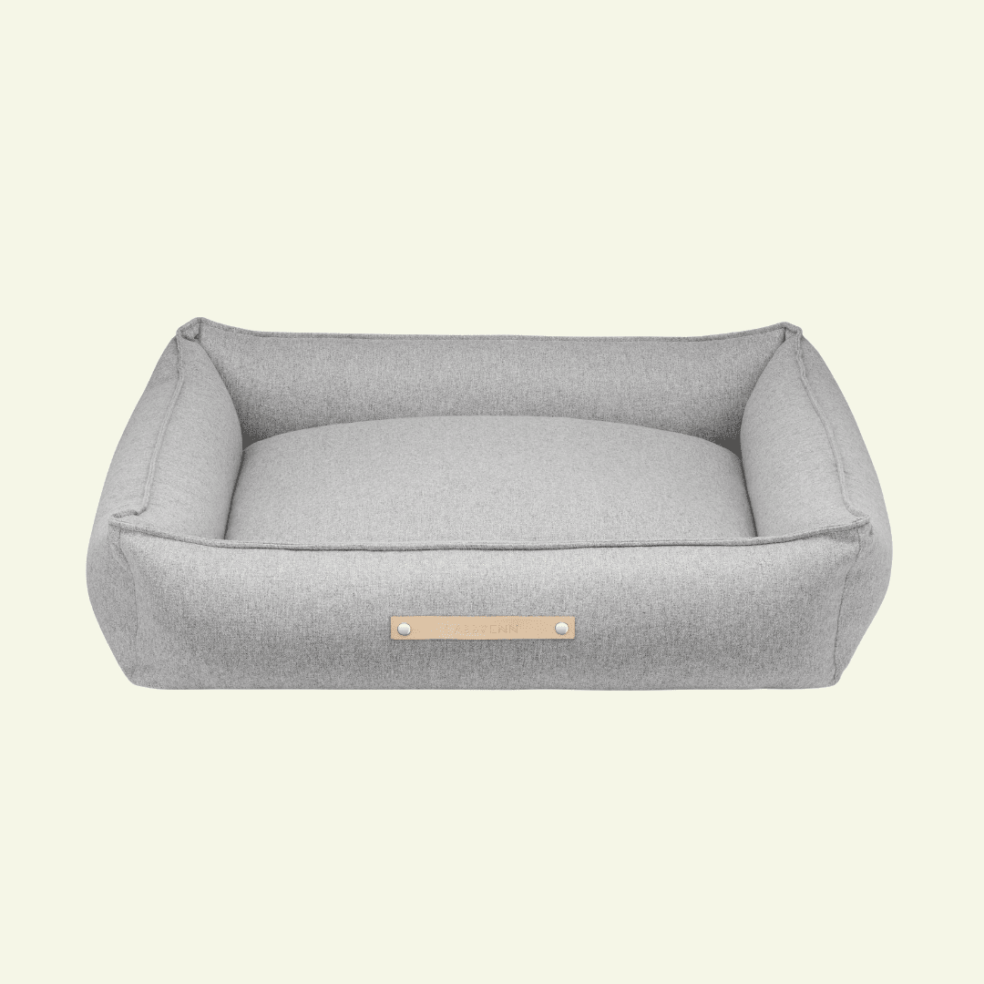 Movik | Panier orthopédique pour chien, housse amovible - Jean - Poil - Gris clair