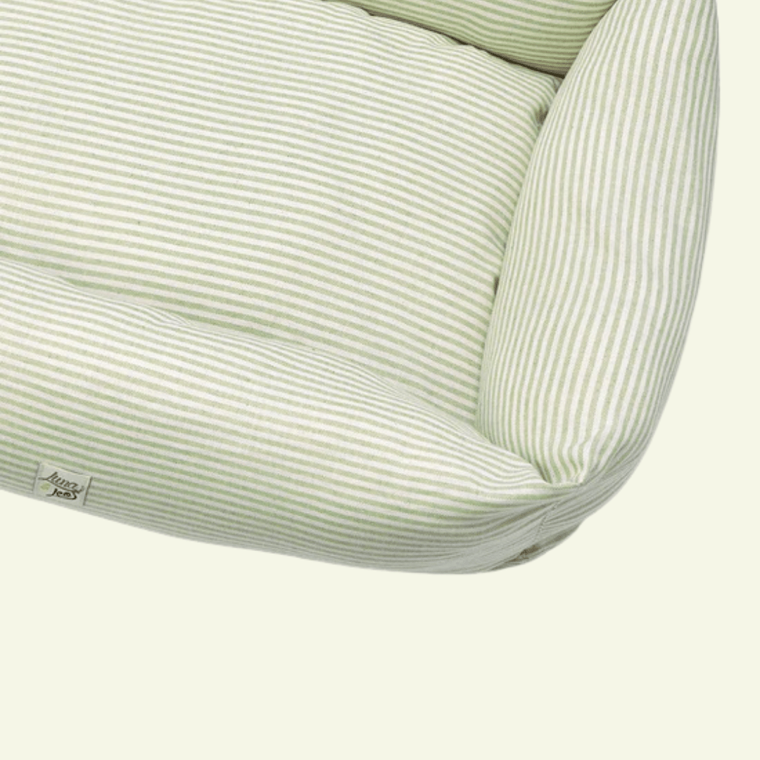 Piana | Panier en coton à rayures fines, déhoussable - fabrication artisanale - Jean - Poil - Vert clair