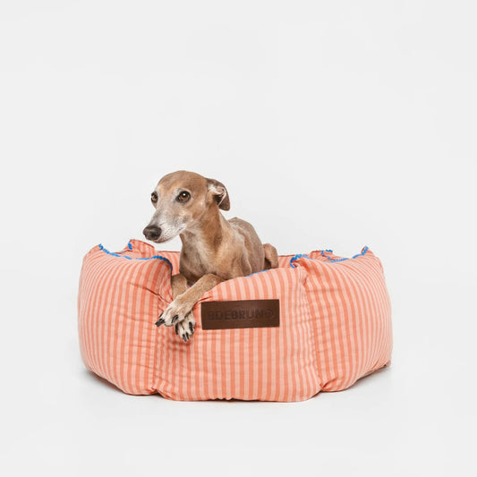 Sintra Cupcake | Panier rond pour chien rayé orange, fait main - Jean-Poil - S