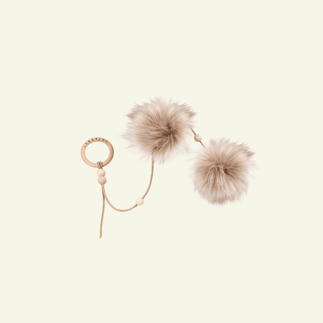 Tollo | Jouet design pour chat en cuir et boules - Jean - Poil - Beige