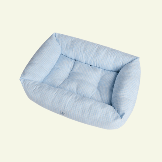 Vichy | Panier en coton déhoussable - fabrication artisanale (3 coloris) - Jean - Poil - Bleu clair
