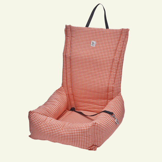Vichy | Siège auto pour chien et chat - fabrication artisanale italienne (11 coloris) - Jean - Poil - Orange