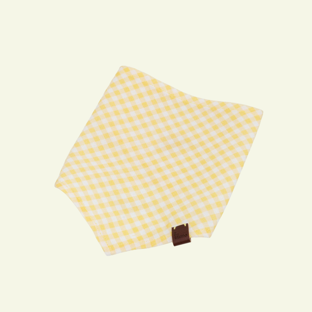 Bouton d'or | Bandana pour chien à carreaux jaunes, fait main