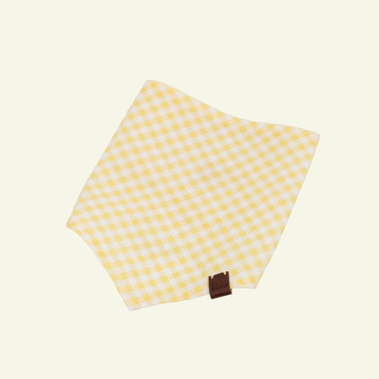 Bouton d'or | Bandana pour chien à carreaux jaunes, fait main