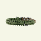 Touch | Collier pour chien en corde et cuir – Finition laiton ou acier (9 coloris) - Jean - Poil - Vert