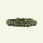 Touch | Collier pour chien en corde et cuir – Finition laiton ou acier (9 coloris) - Jean - Poil - Vert