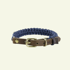 Touch | Collier pour chien en corde et cuir – Finition laiton ou acier (9 coloris) - Jean - Poil - Bleu Marine
