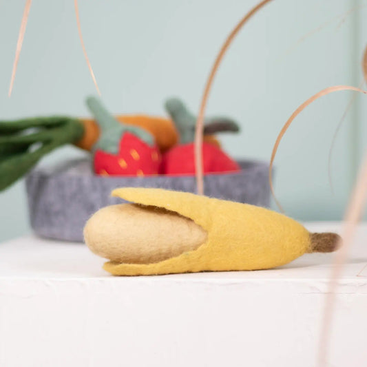 Banane | Jouet en feutre de laine naturel - Jean - Poil - 