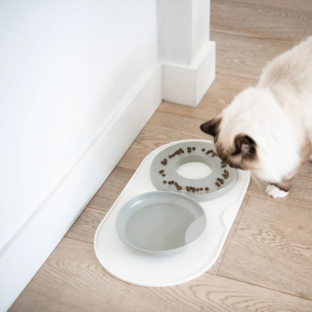 Base | Set de table antidérapant en silicone pour chat - Jean - Poil - Rose