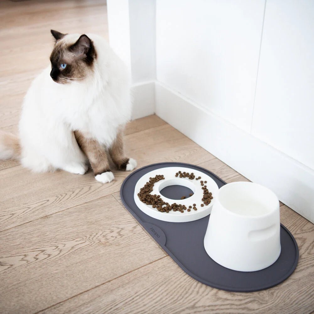 Base | Set de table antidérapant en silicone pour chat - Jean - Poil - Rose