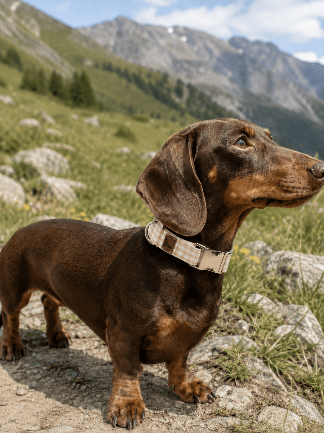 Basic | Collier pour chien fermoir click en tissu vichy fait main - Jean-Poil - Noir