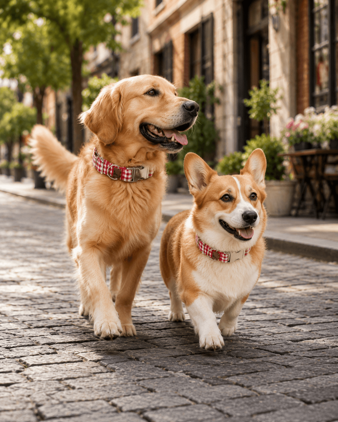 Basic | Collier pour chien fermoir click en tissu vichy fait main - Jean-Poil - Rouge