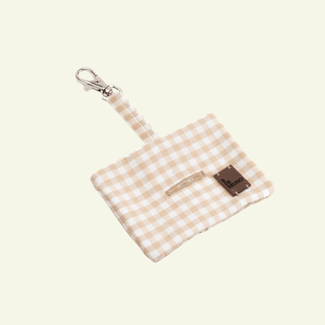 Basic| Distributeur de sacs pour chien vichy - Jean-Poil - Beige