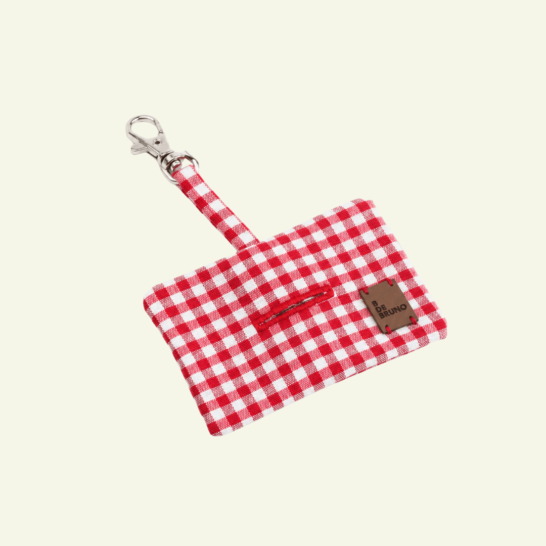 Basic| Distributeur de sacs pour chien vichy - Jean-Poil - Rouge