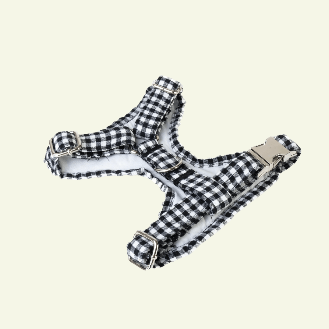 Basic | Harnais de poitrine pour chien en tissu vichy fait main - Jean-Poil - Beige