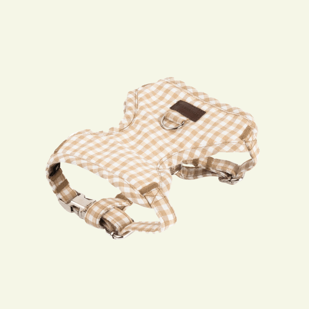 Basic | Harnais de poitrine pour chien en tissu vichy fait main - Jean-Poil - Beige