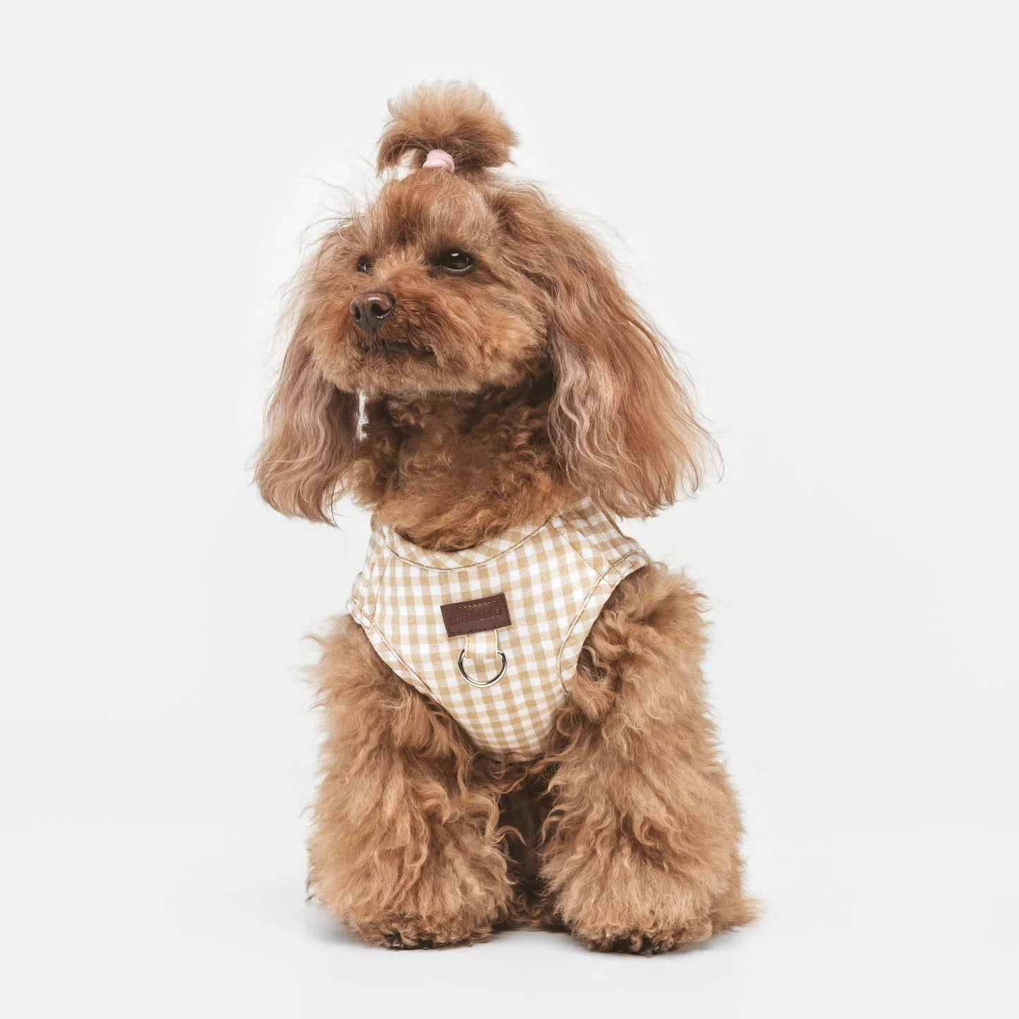 Basic | Harnais wrap pour chien en tissu vichy fait main - Jean-Poil - Beige