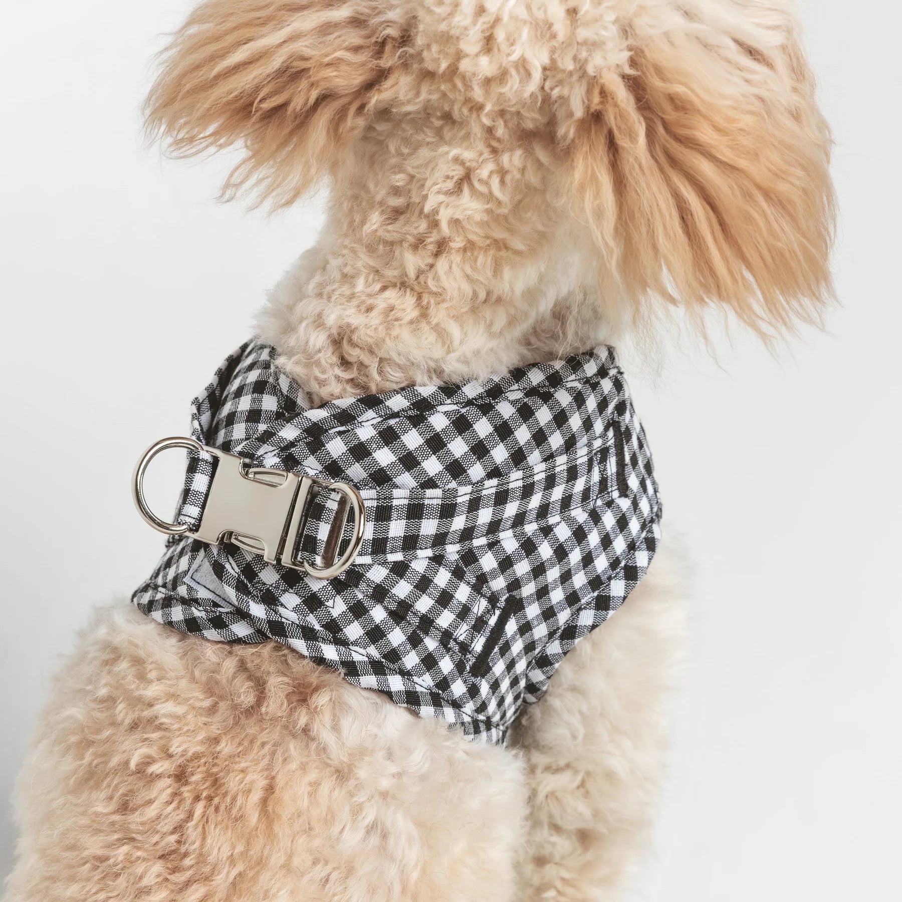 Basic | Harnais wrap pour chien en tissu vichy fait main - Jean-Poil - Noir