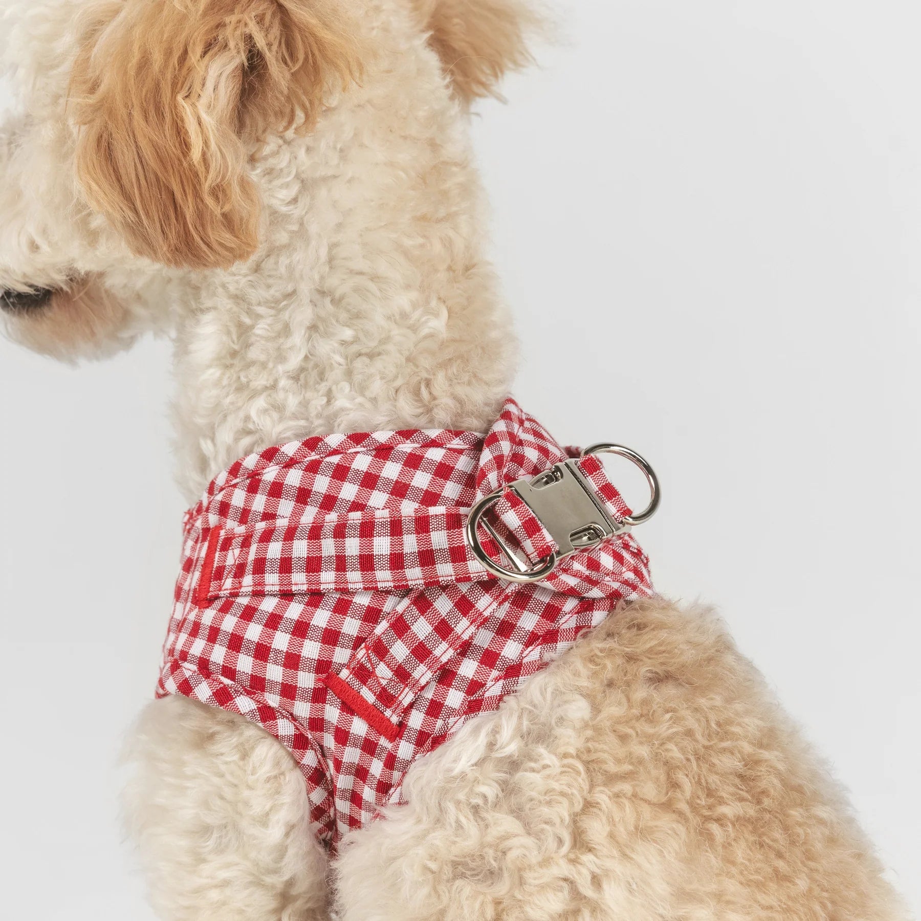Basic | Harnais wrap pour chien en tissu vichy fait main - Jean-Poil - Rouge
