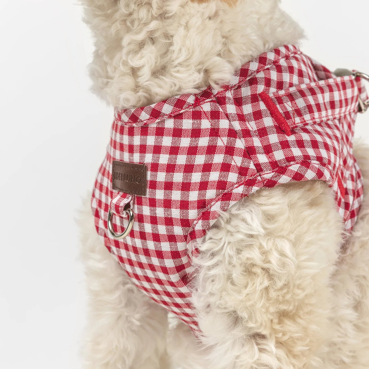 Basic | Harnais wrap pour chien en tissu vichy fait main - Jean-Poil - Rouge
