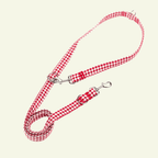 Basic | Laisse pour chien en tissu vichy – Ville & Multipositions, fait main - Jean-Poil - Rouge
