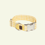 Bouton d'or | Collier pour chien à carreaux jaunes, fait main - Jean - Poil - 2XS