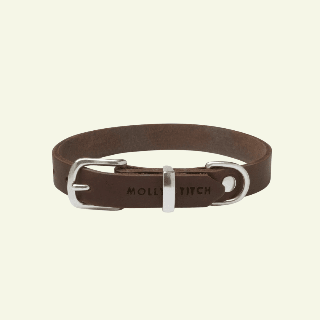 Butter | Collier pour chien en cuir & acier - Jean - Poil - Marron