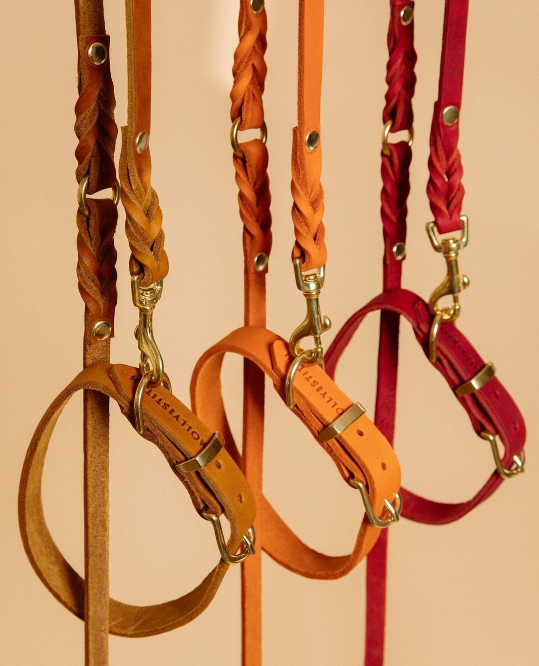 Butter | Collier pour chien en cuir & laiton massif - Jean - Poil - Bleu marine