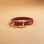 Butter | Collier pour chien en cuir & laiton massif - Jean - Poil - Bleu marine