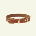 Butter | Collier pour chien en cuir & laiton massif - Jean - Poil - Cognac