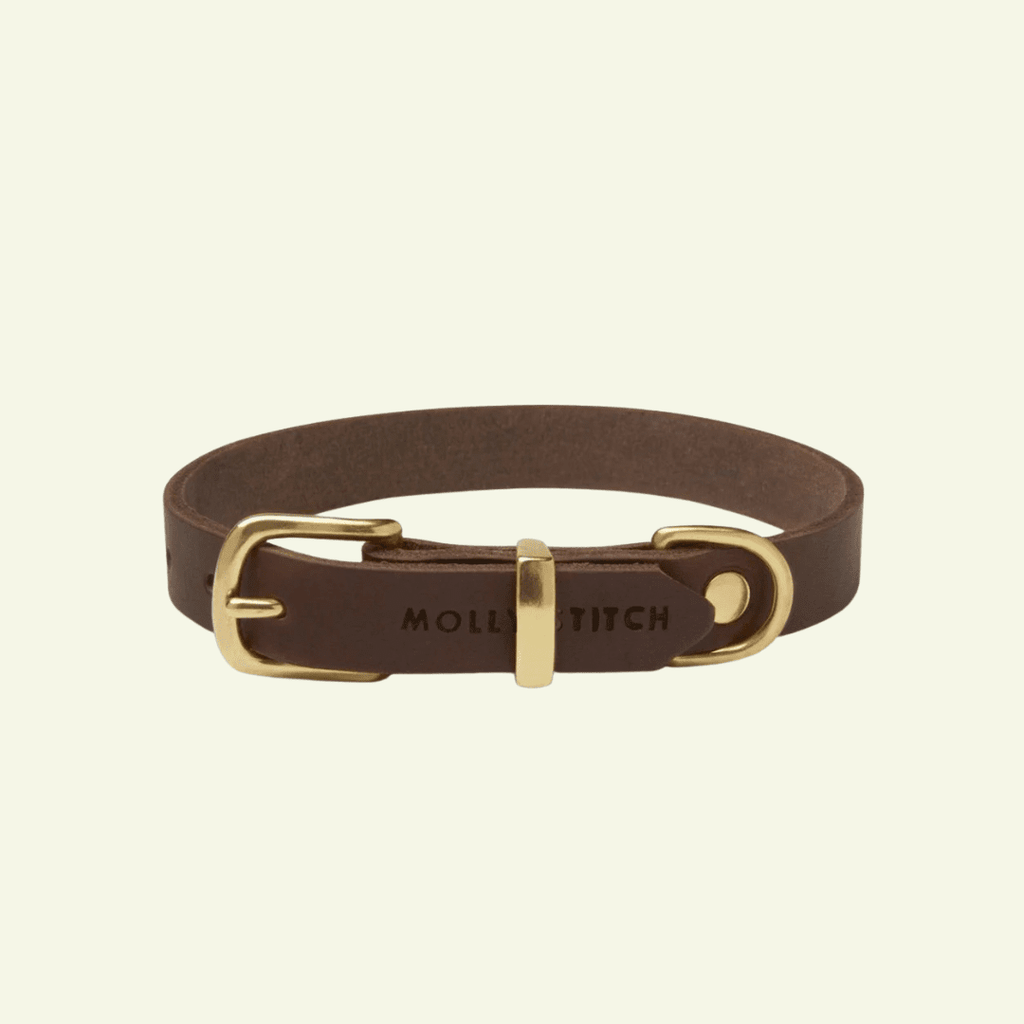 Butter | Collier pour chien en cuir & laiton massif - Jean - Poil - Marron