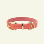 Butter | Collier pour chien en cuir & laiton massif - Jean - Poil - Rose corail