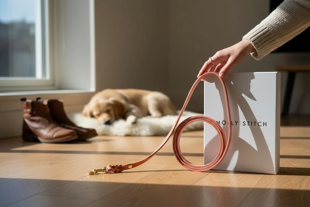 Butter | Laisse de ville pour chien en cuir & laiton massif (11 coloris) - Jean - Poil - Violet foncé
