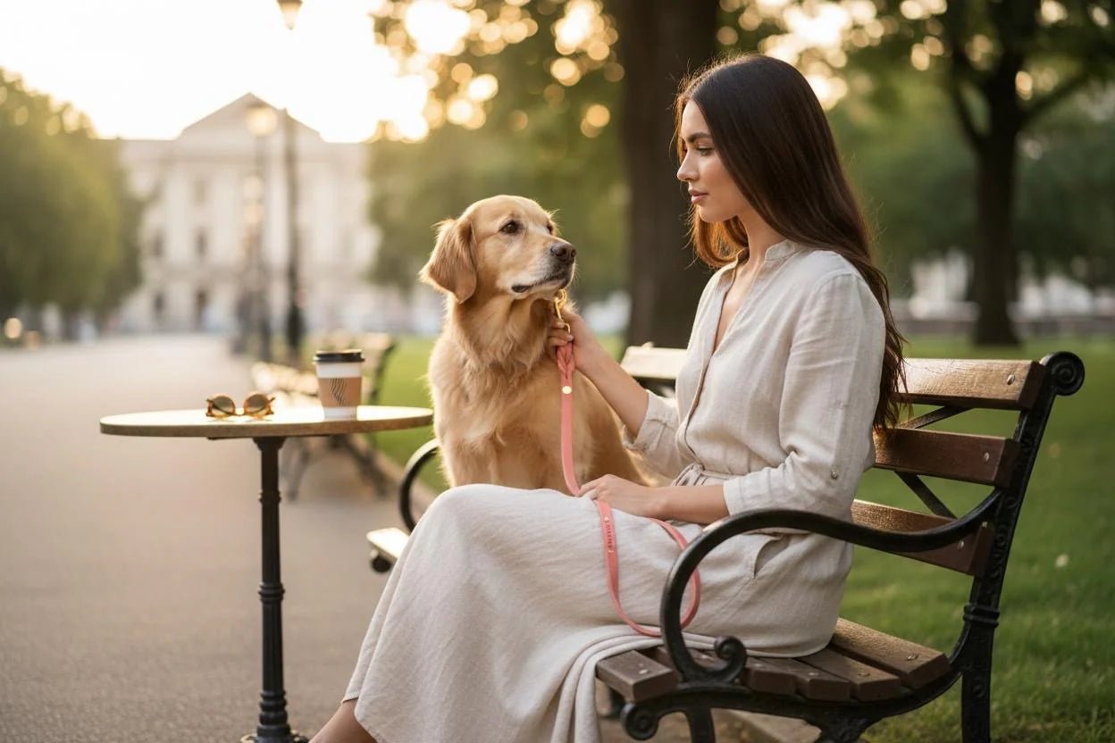 Butter | Laisse de ville pour chien en cuir & laiton massif (11 coloris) - Jean - Poil - Violet foncé