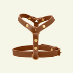 Butter Y | Harnais pour chien en cuir, finition laiton ou acier (10 coloris) - Jean-Poil - Cognac