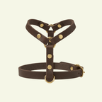 Butter Y | Harnais pour chien en cuir, finition laiton ou acier (10 coloris) - Jean - Poil - Marron