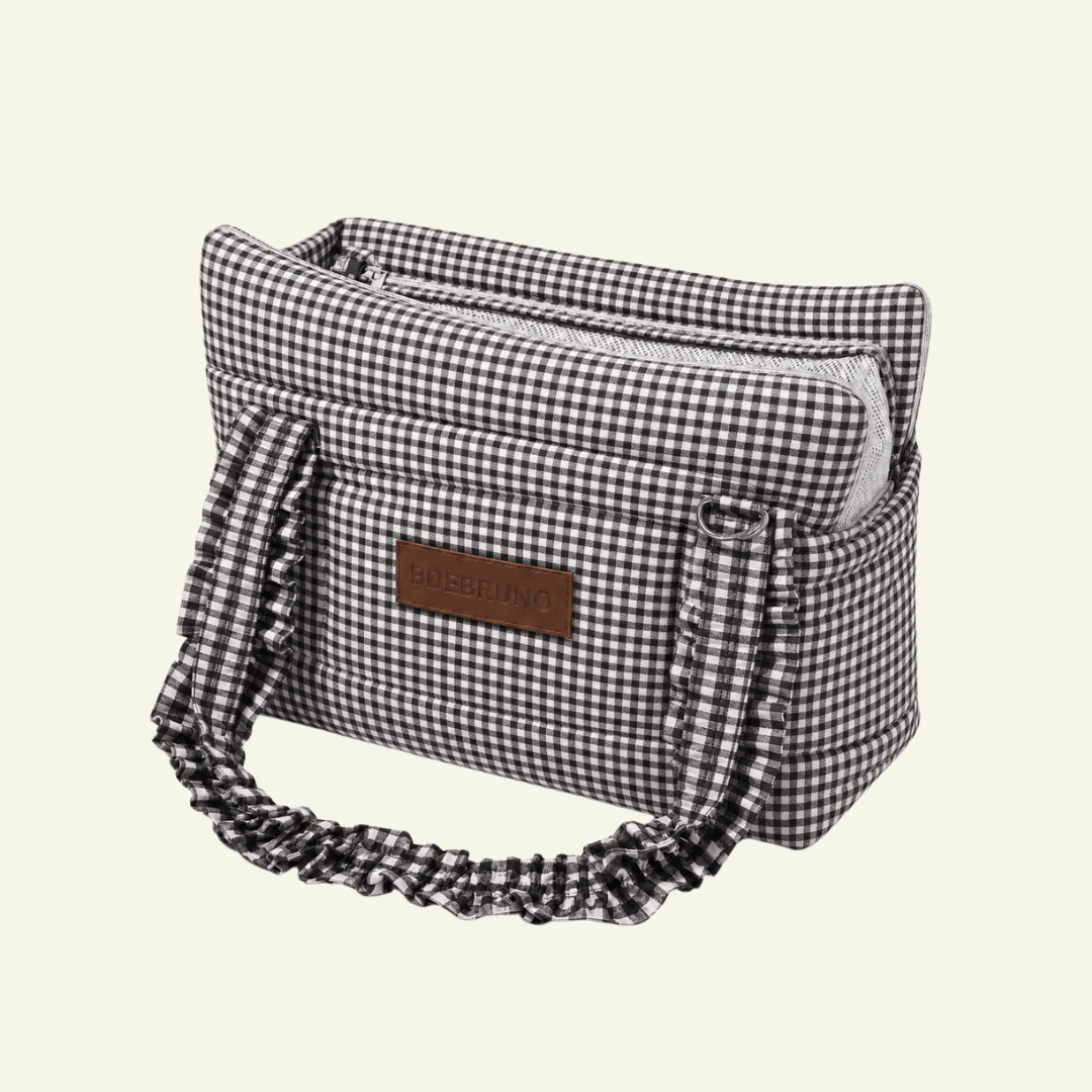 Cabas | Sac de transport pour chien & chat vichy, normé transports - Jean-Poil - Noir