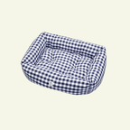 Caro | Panier en coton à grands carreaux déhoussable - fabrication artisanale - Jean - Poil - Marine
