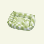 Caro | Panier en coton à grands carreaux déhoussable - fabrication artisanale - Jean - Poil - Vert clair