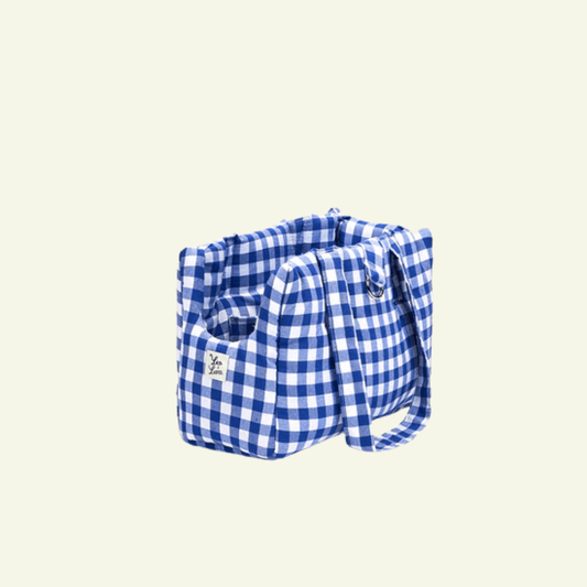 Caro | Sac de transport en coton - fabrication artisanale - Jean - Poil - Bleu clair