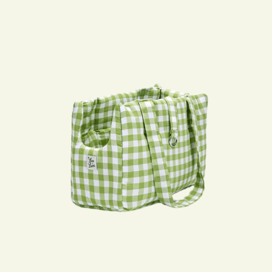 Caro | Sac de transport en coton - fabrication artisanale - Jean - Poil - Vert clair