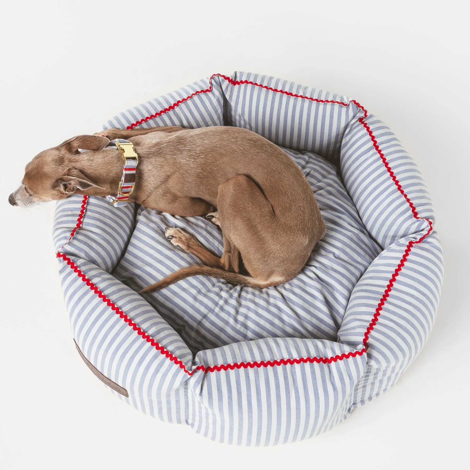 Cascais Cupcake | Panier rond pour chien rayé bleu et blanc, fait main - Jean-Poil - S