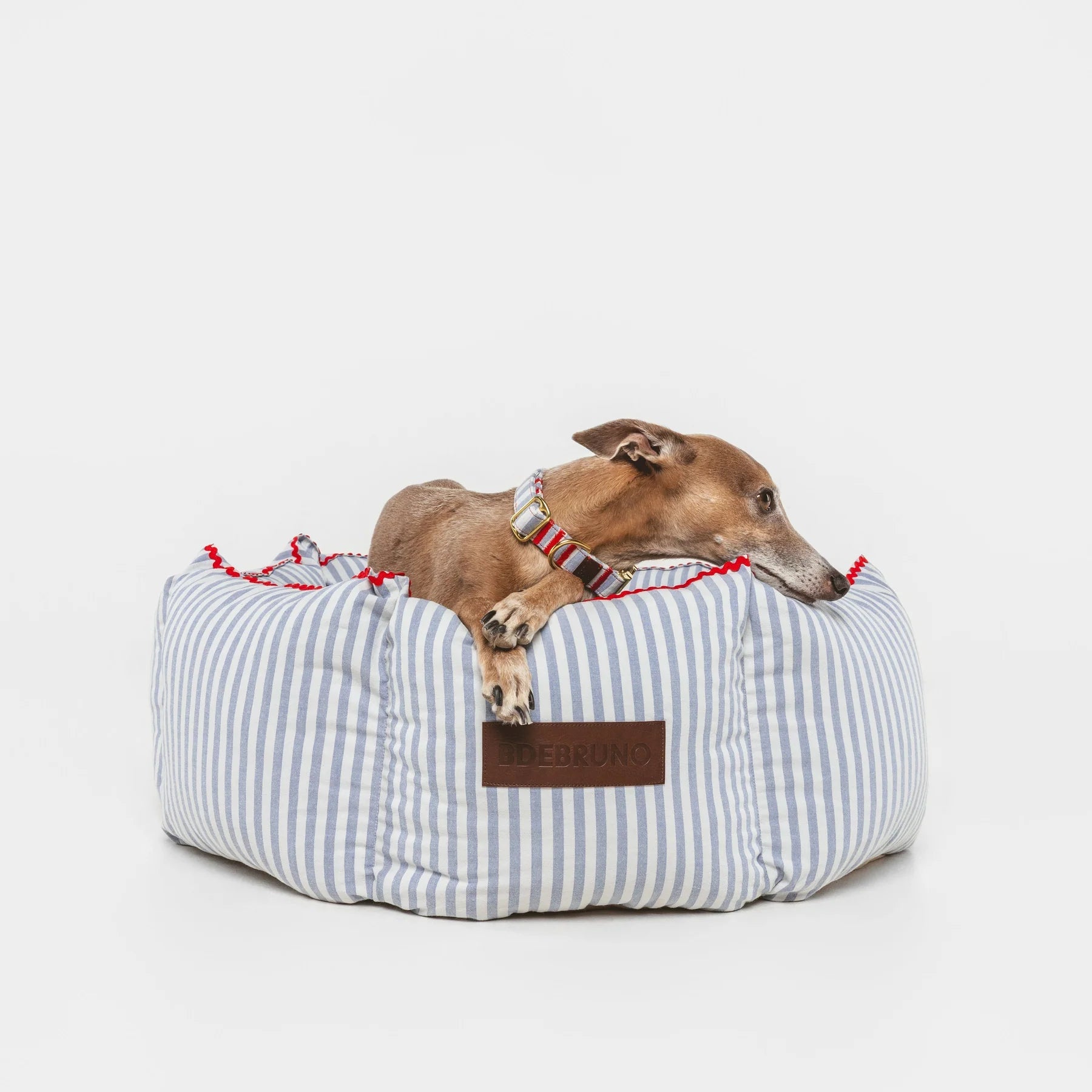 Cascais Cupcake | Panier rond pour chien rayé bleu et blanc, fait main - Jean-Poil - S