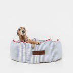 Cascais Cupcake | Panier rond pour chien rayé bleu et blanc, fait main - Jean-Poil - S
